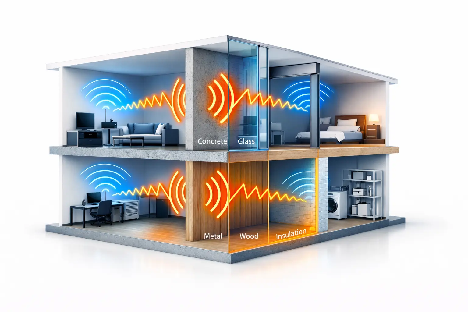 Obstacles WiFi murs béton interférences